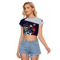 Personalized USA Golf Raglan Cropped T Shirt Powerful Eagle