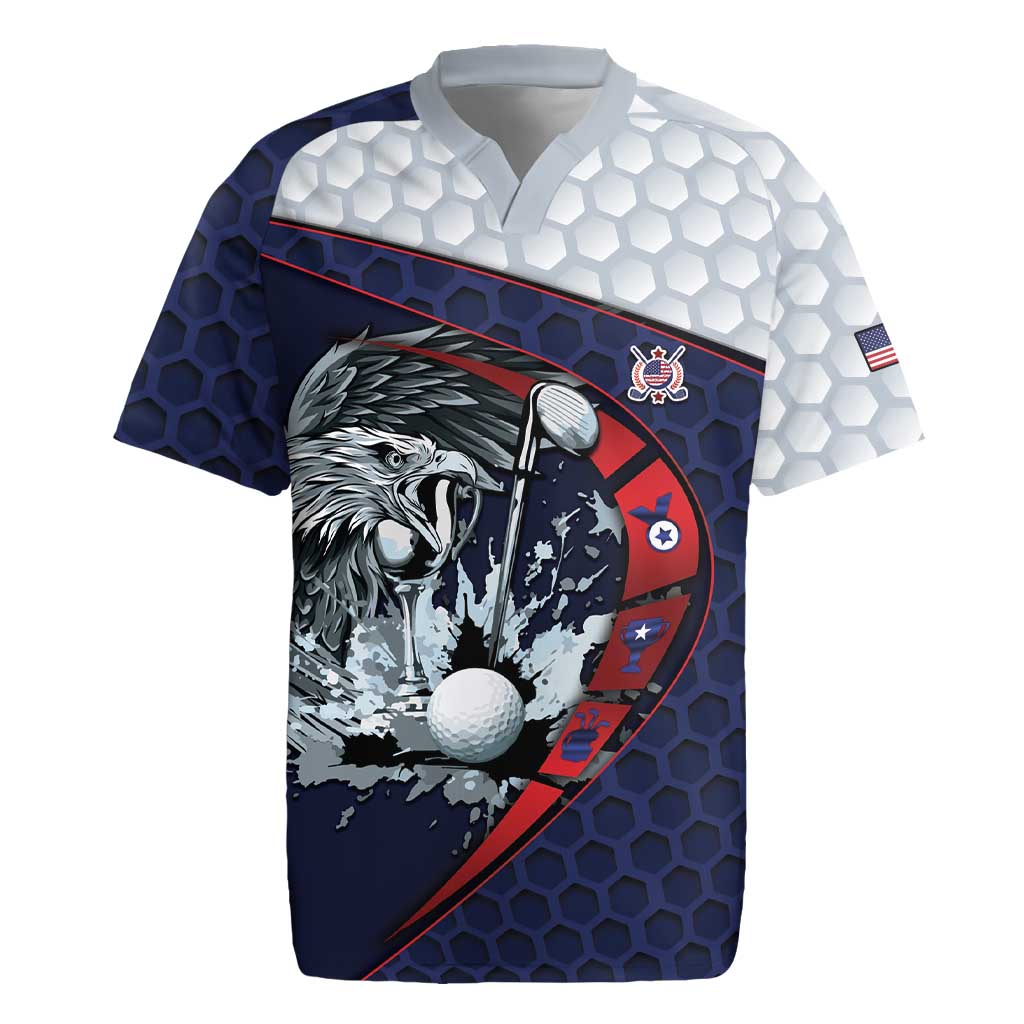 Personalized USA Golf Rugby Jersey Powerful Eagle