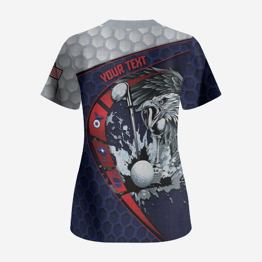 Personalized USA Golf Scrub Top Powerful Eagle