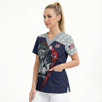Personalized USA Golf Scrub Top Powerful Eagle