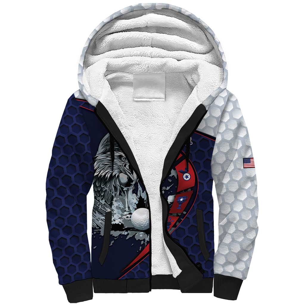 Personalized USA Golf Sherpa Hoodie Powerful Eagle