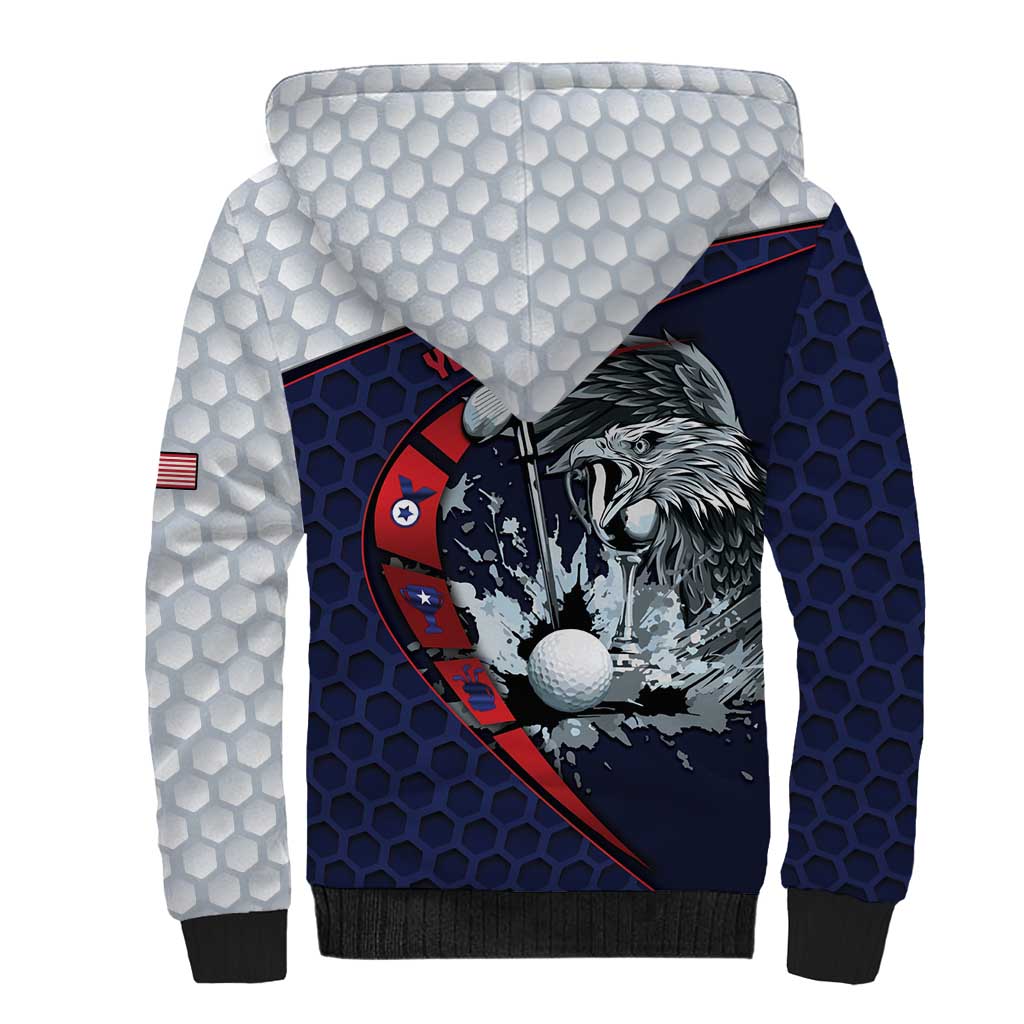 Personalized USA Golf Sherpa Hoodie Powerful Eagle