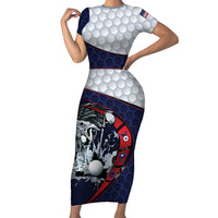 Personalized USA Golf Short Sleeve Bodycon Dress Powerful Eagle