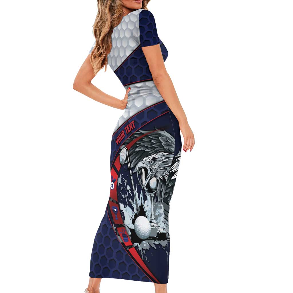 Personalized USA Golf Short Sleeve Bodycon Dress Powerful Eagle