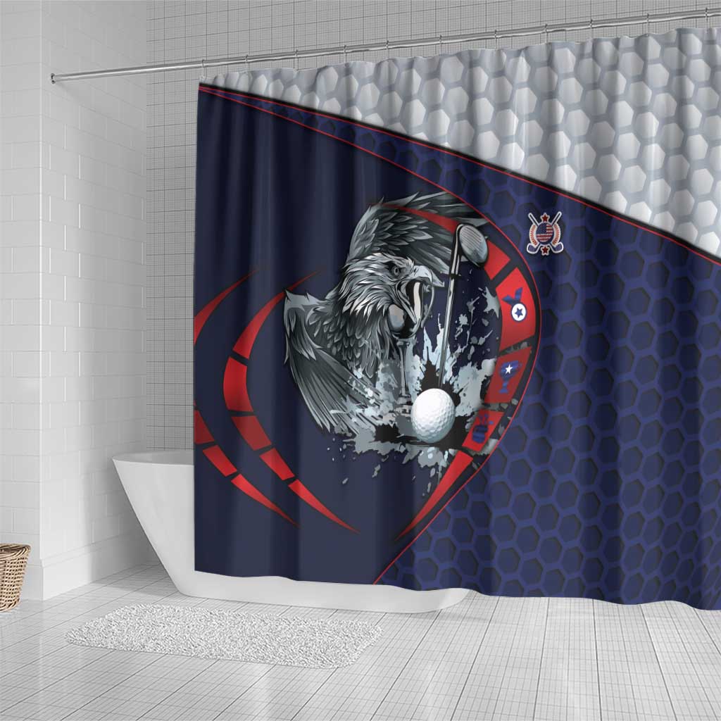 USA Golf Shower Curtain Powerful Eagle