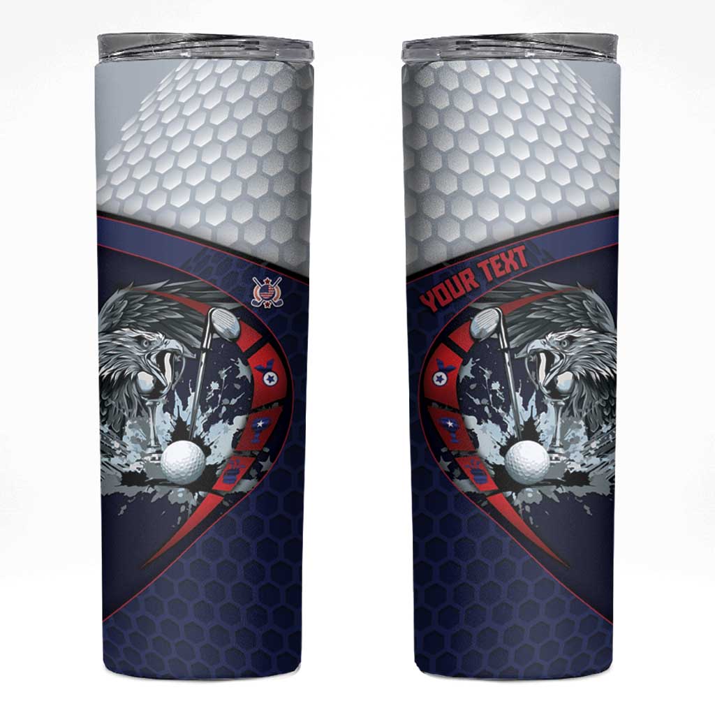 Personalized USA Golf Skinny Tumbler Powerful Eagle