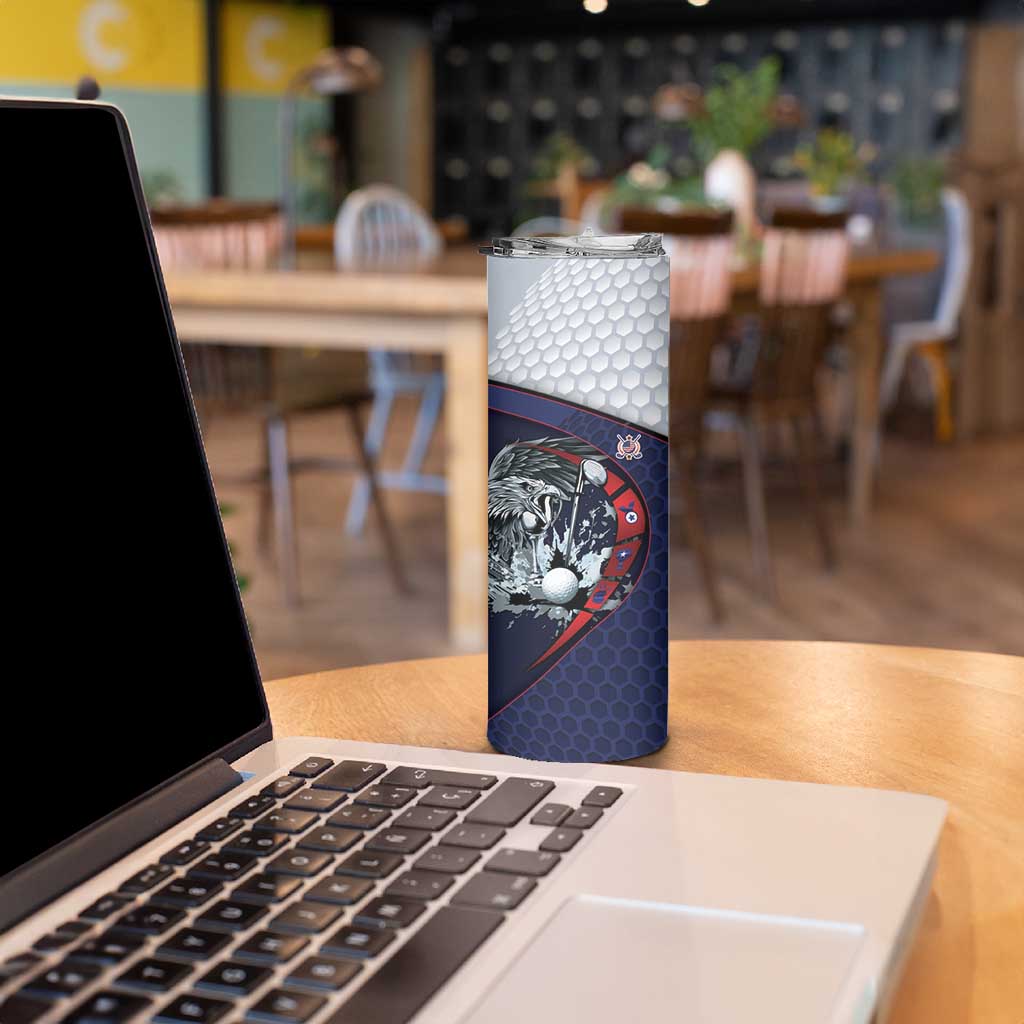 Personalized USA Golf Skinny Tumbler Powerful Eagle