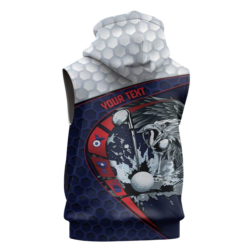 Personalized USA Golf Sleeveless Zip Hoodie Powerful Eagle