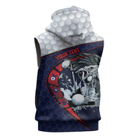 Personalized USA Golf Sleeveless Zip Hoodie Powerful Eagle