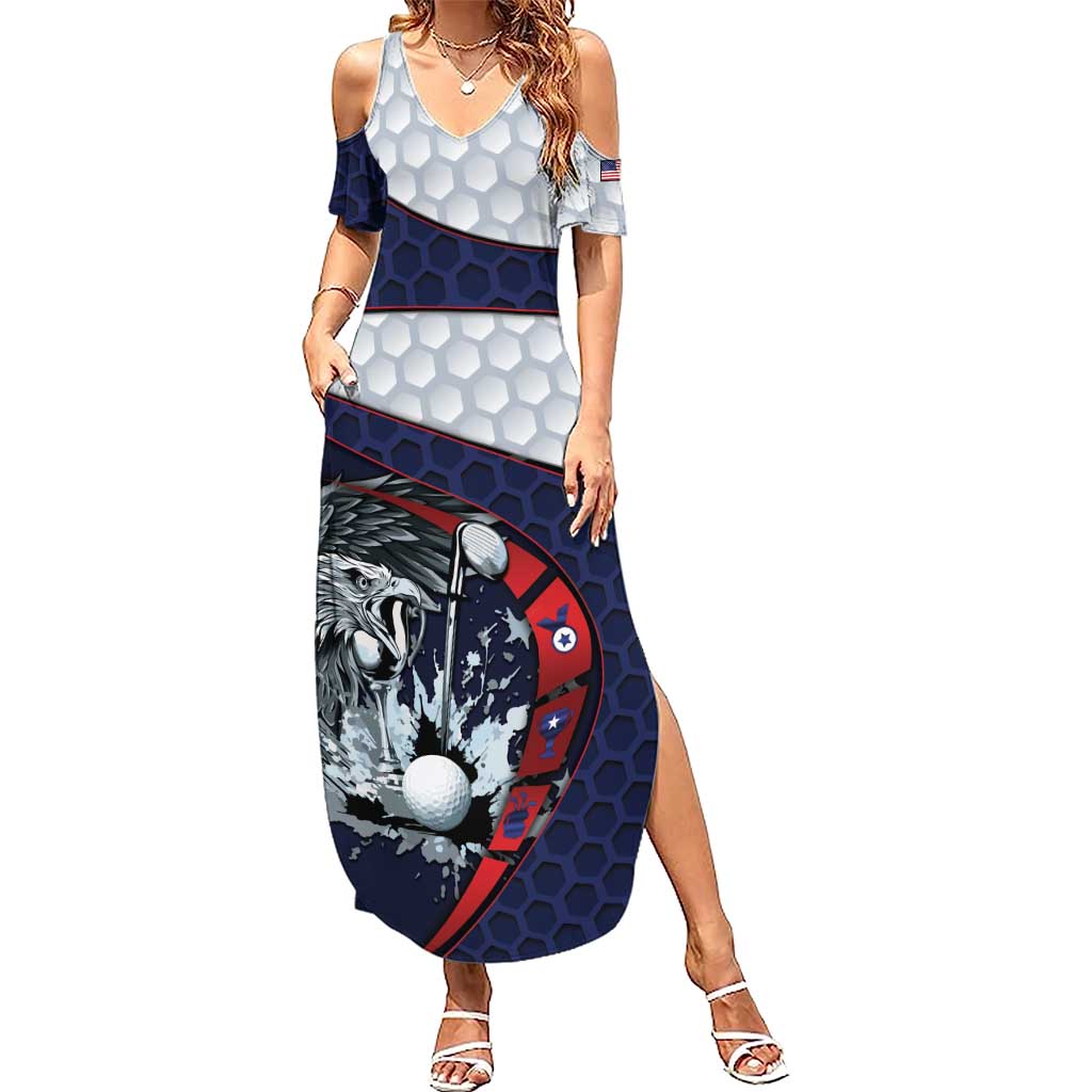 Personalized USA Golf Summer Maxi Dress Powerful Eagle