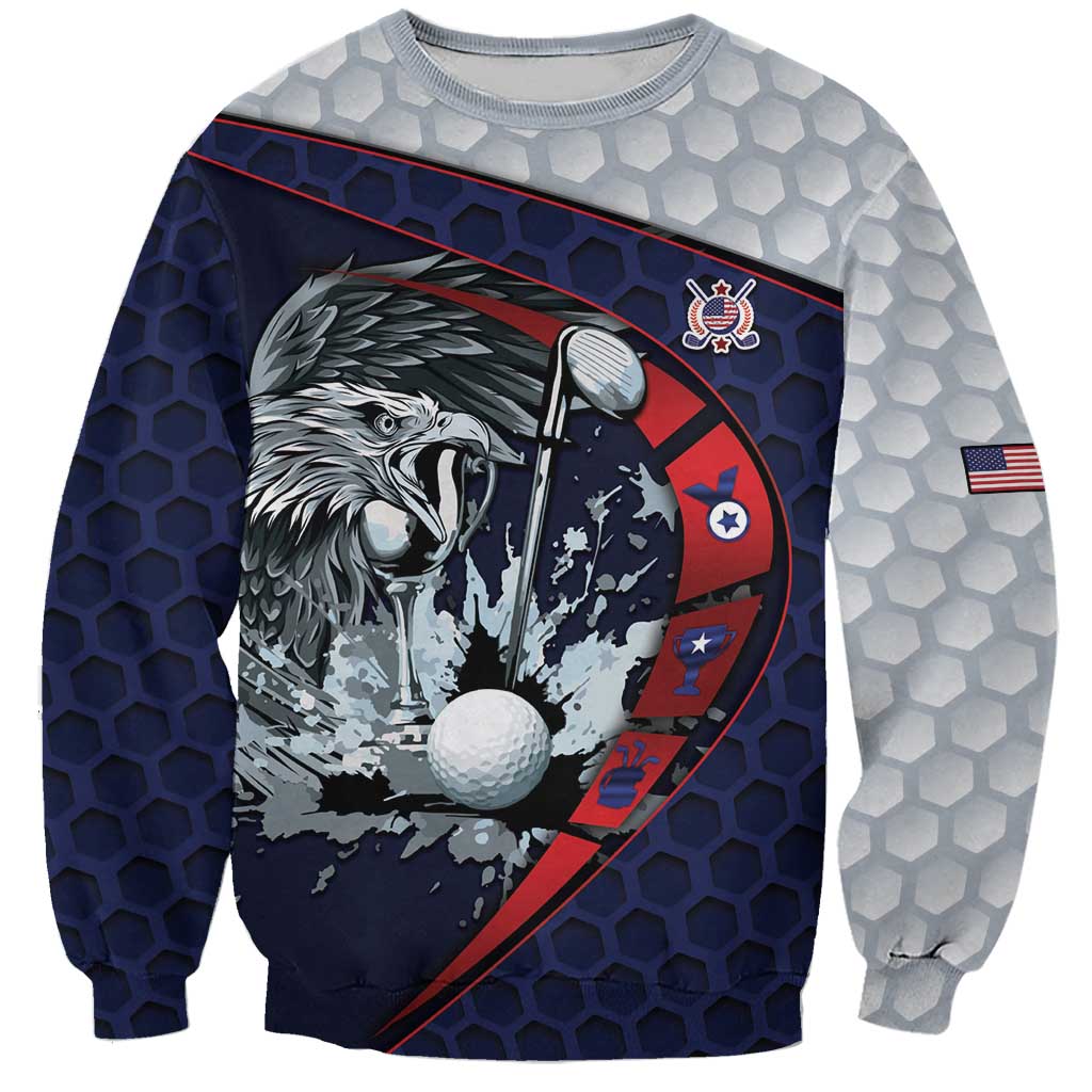 Personalized USA Golf Sweatshirt Powerful Eagle