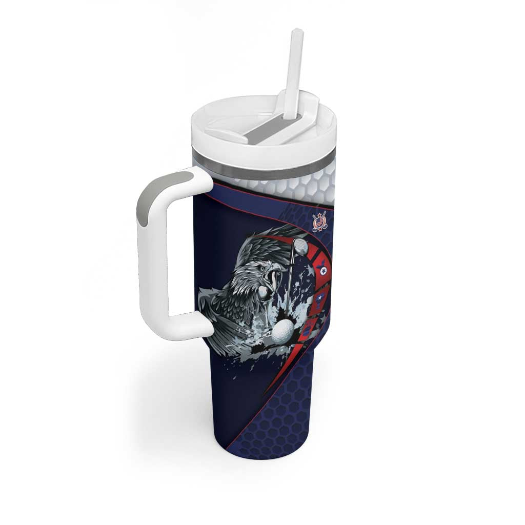 Personalized USA Golf Tumbler With Handle Powerful Eagle