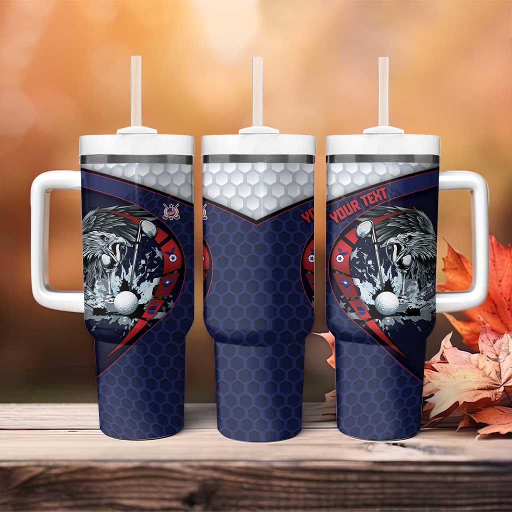 Personalized USA Golf Tumbler With Handle Powerful Eagle