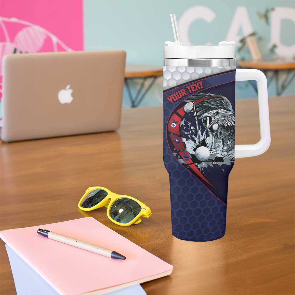 Personalized USA Golf Tumbler With Handle Powerful Eagle