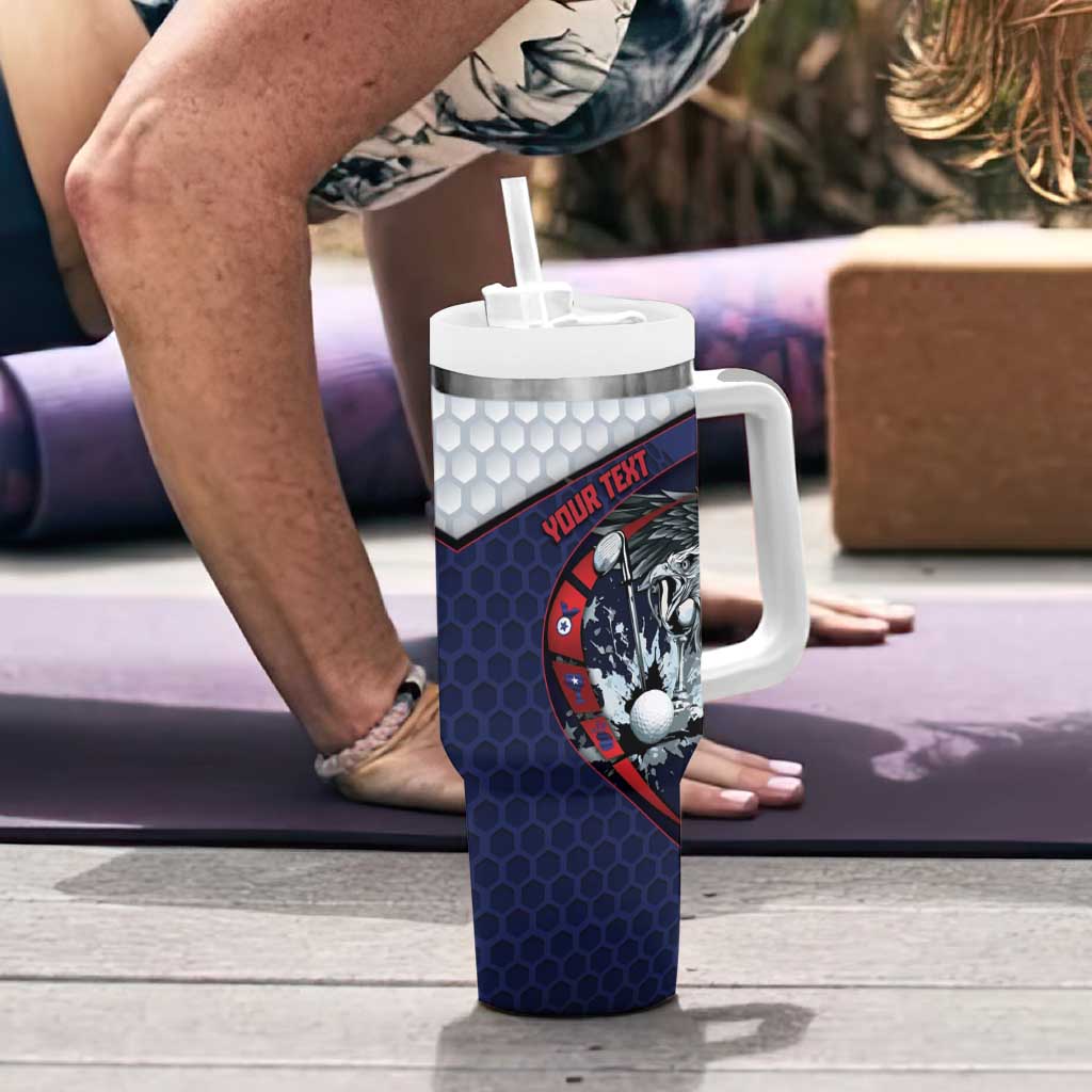 Personalized USA Golf Tumbler With Handle Powerful Eagle