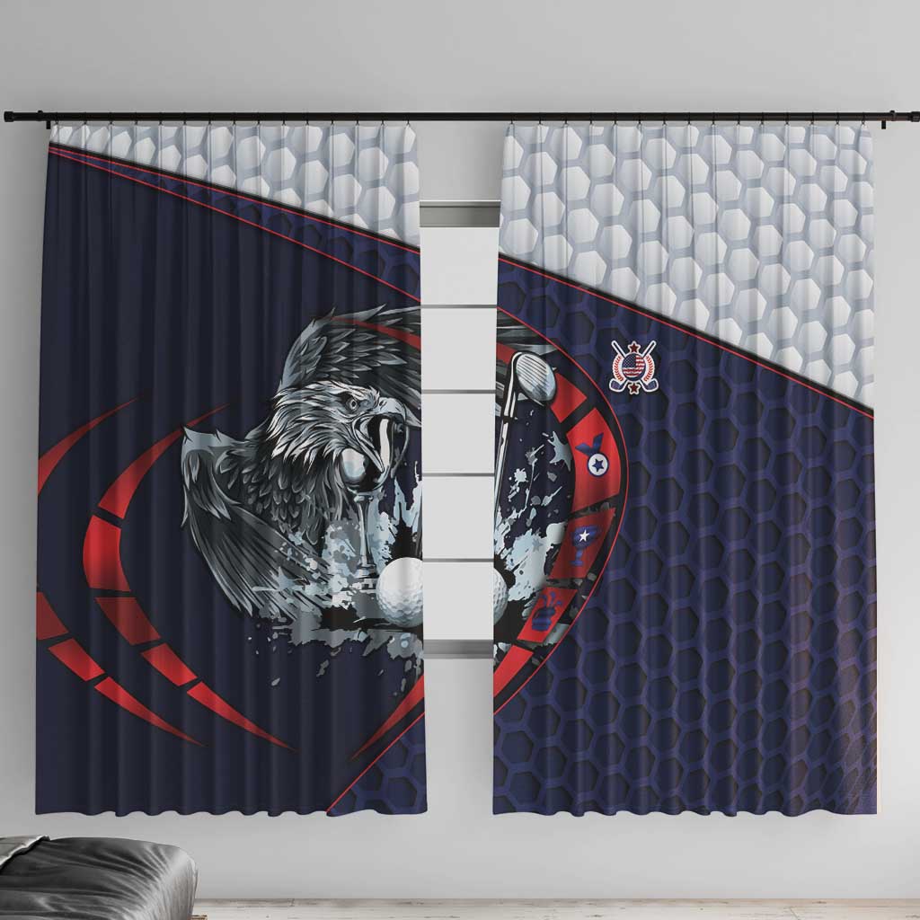 USA Golf Window Curtain Powerful Eagle