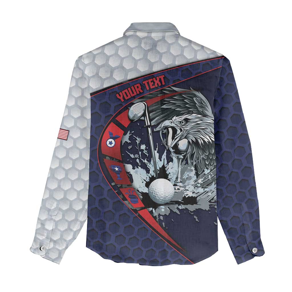 Personalized USA Golf Women Casual Shirt Powerful Eagle