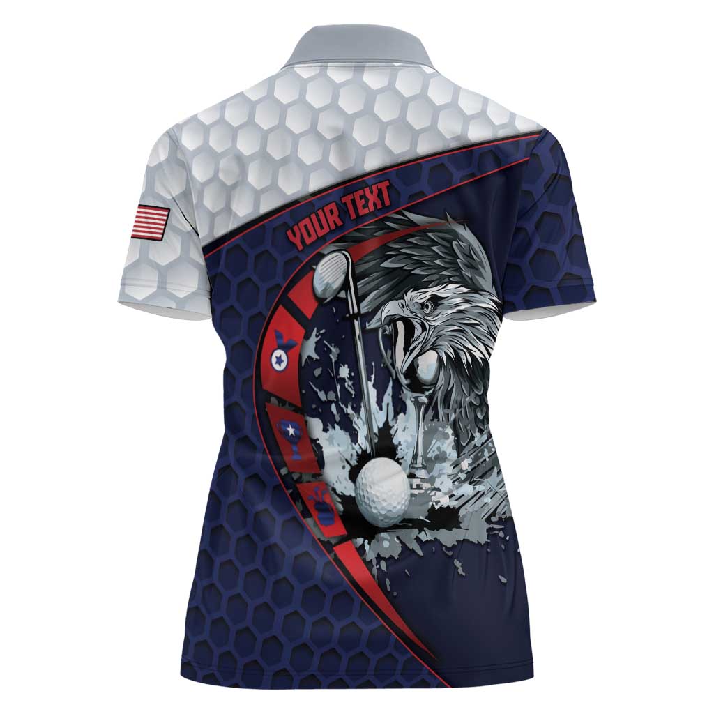 Personalized USA Golf Women Polo Shirt Powerful Eagle