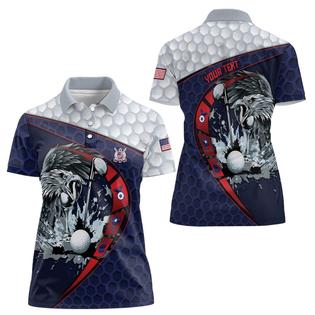 Personalized USA Golf Women Polo Shirt Powerful Eagle