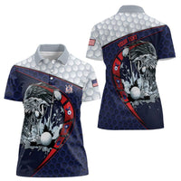 Personalized USA Golf Women Polo Shirt Powerful Eagle