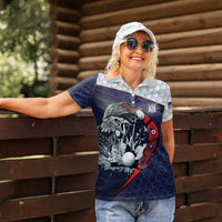 Personalized USA Golf Women Polo Shirt Powerful Eagle