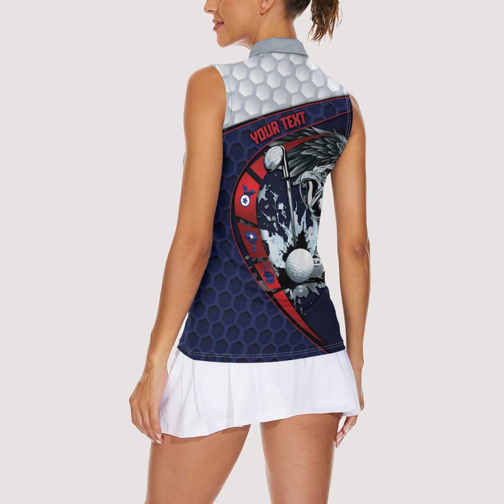 Personalized USA Golf Women Sleeveless Polo Shirt Powerful Eagle