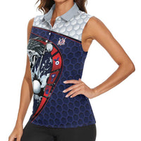 Personalized USA Golf Women Sleeveless Polo Shirt Powerful Eagle