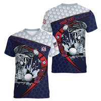 Personalized USA Golf Women V-Neck T-Shirt Powerful Eagle