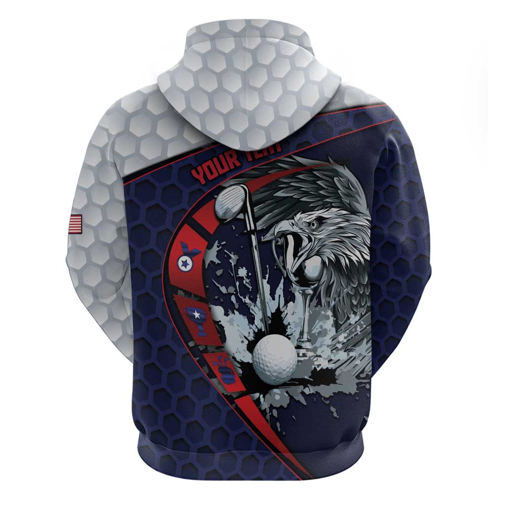 Personalized USA Golf Zip Hoodie Powerful Eagle