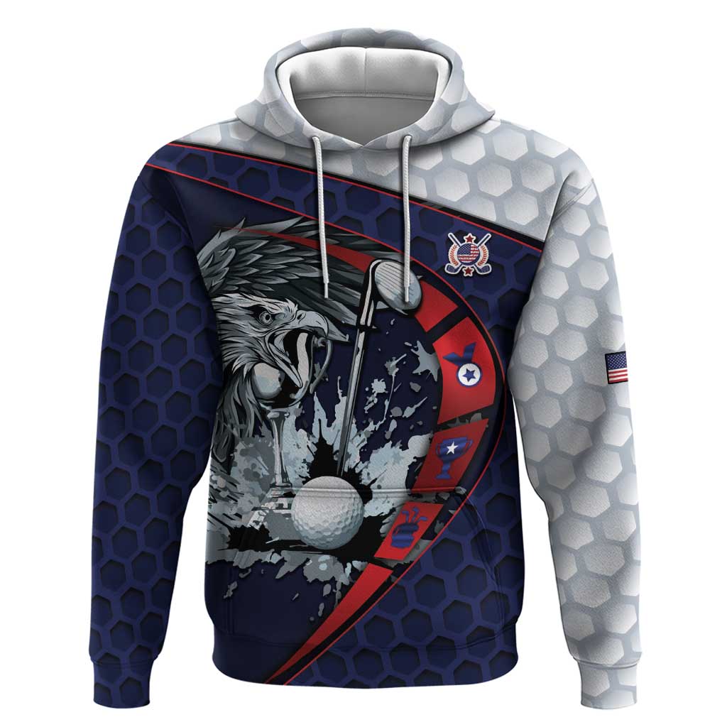 Personalized USA Golf Zip Hoodie Powerful Eagle