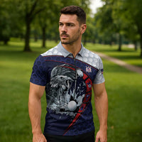 Personalized USA Golf Zipper Polo Shirt Powerful Eagle