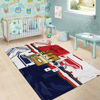 Custom Panama Football Area Rug Cybernetic Mech Warrior Flag