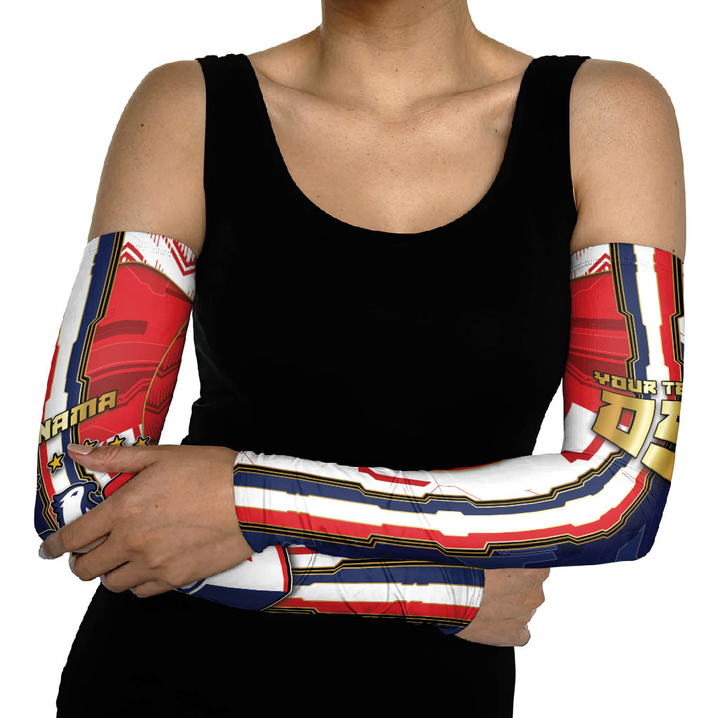 Custom Panama Football Arm Sleeves Cybernetic Mech Warrior Flag