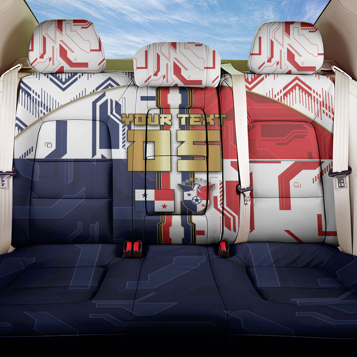 Custom Panama Football Back Car Seat Cover Cybernetic Mech Warrior Flag