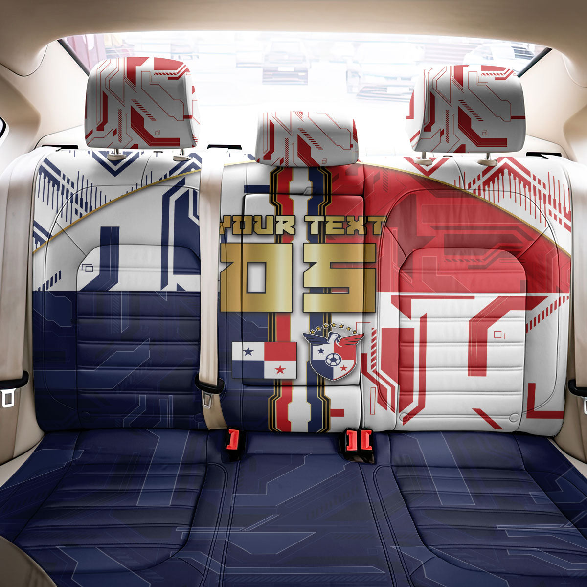 Custom Panama Football Back Car Seat Cover Cybernetic Mech Warrior Flag