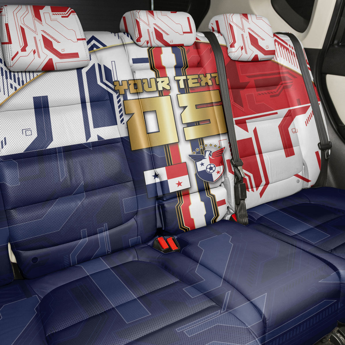 Custom Panama Football Back Car Seat Cover Cybernetic Mech Warrior Flag