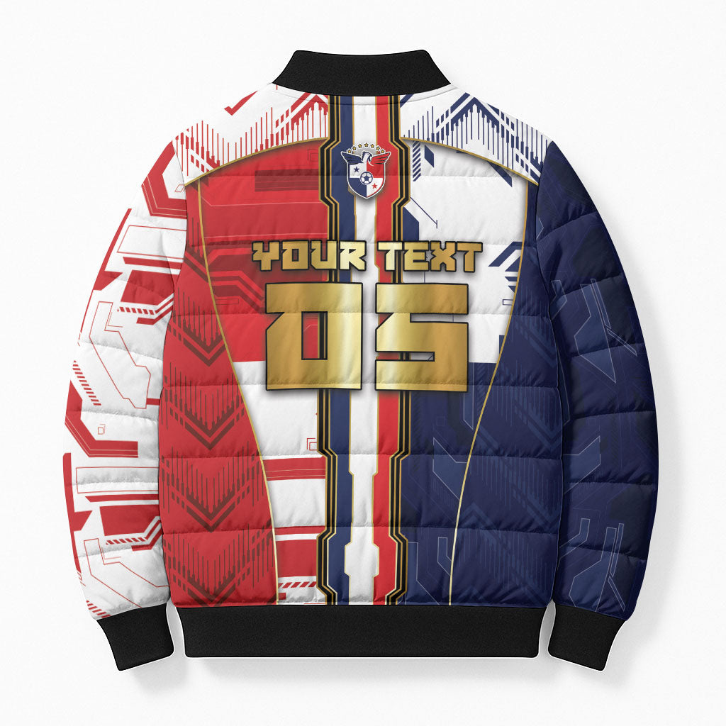 Custom Panama Football Bomber Puffer Jacket Cybernetic Mech Warrior Flag