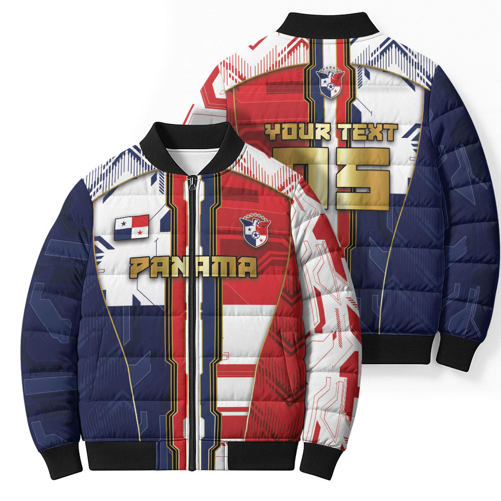 Custom Panama Football Bomber Puffer Jacket Cybernetic Mech Warrior Flag