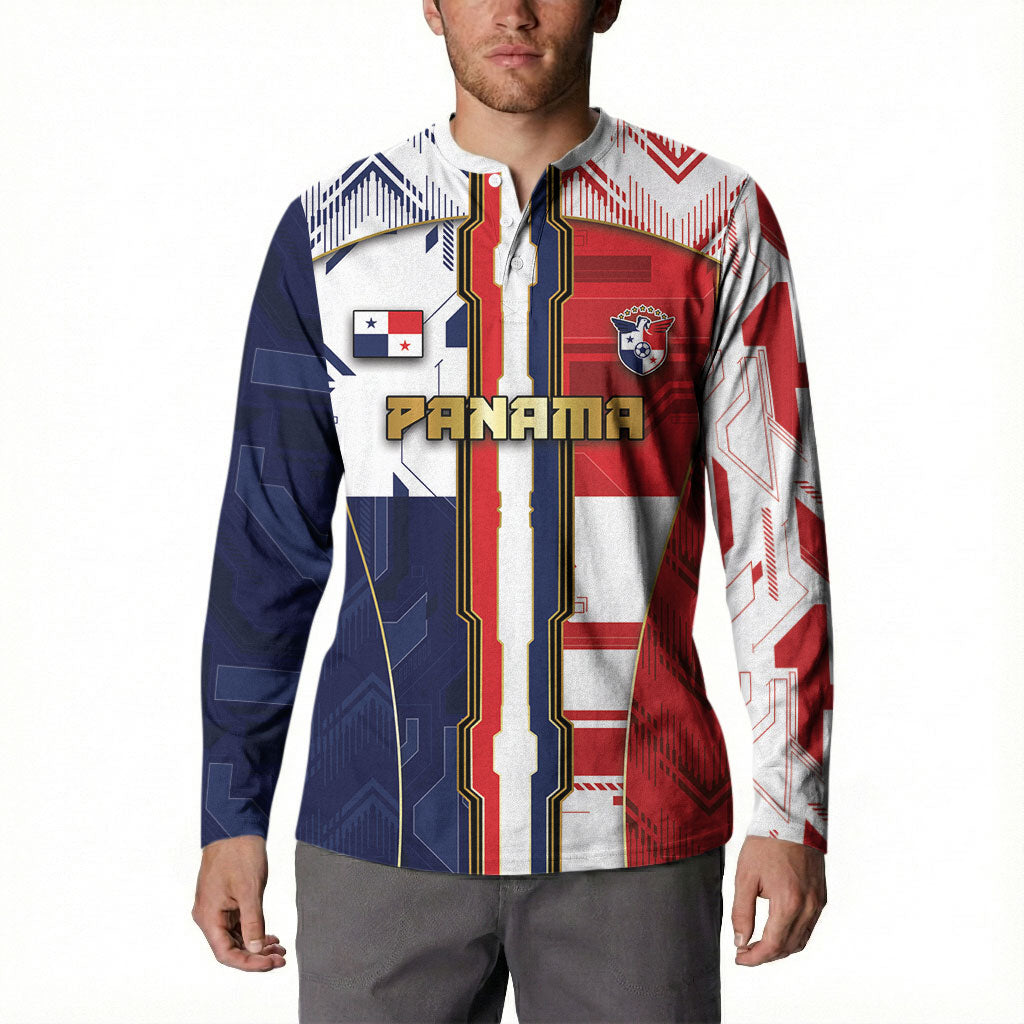 Custom Panama Football Button Sweatshirt Cybernetic Mech Warrior Flag