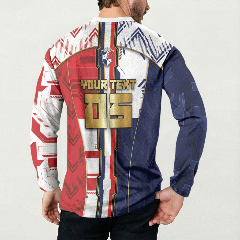 Custom Panama Football Button Sweatshirt Cybernetic Mech Warrior Flag