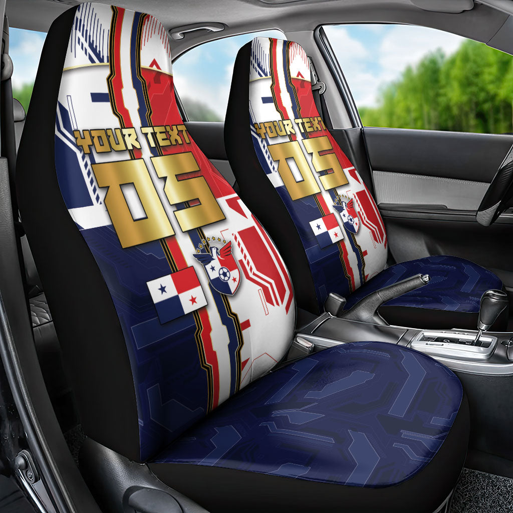 Custom Panama Football Car Seat Cover Cybernetic Mech Warrior Flag