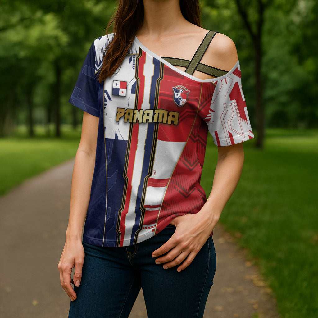 Custom Panama Football Cross Shoulder Shirt Cybernetic Mech Warrior Flag