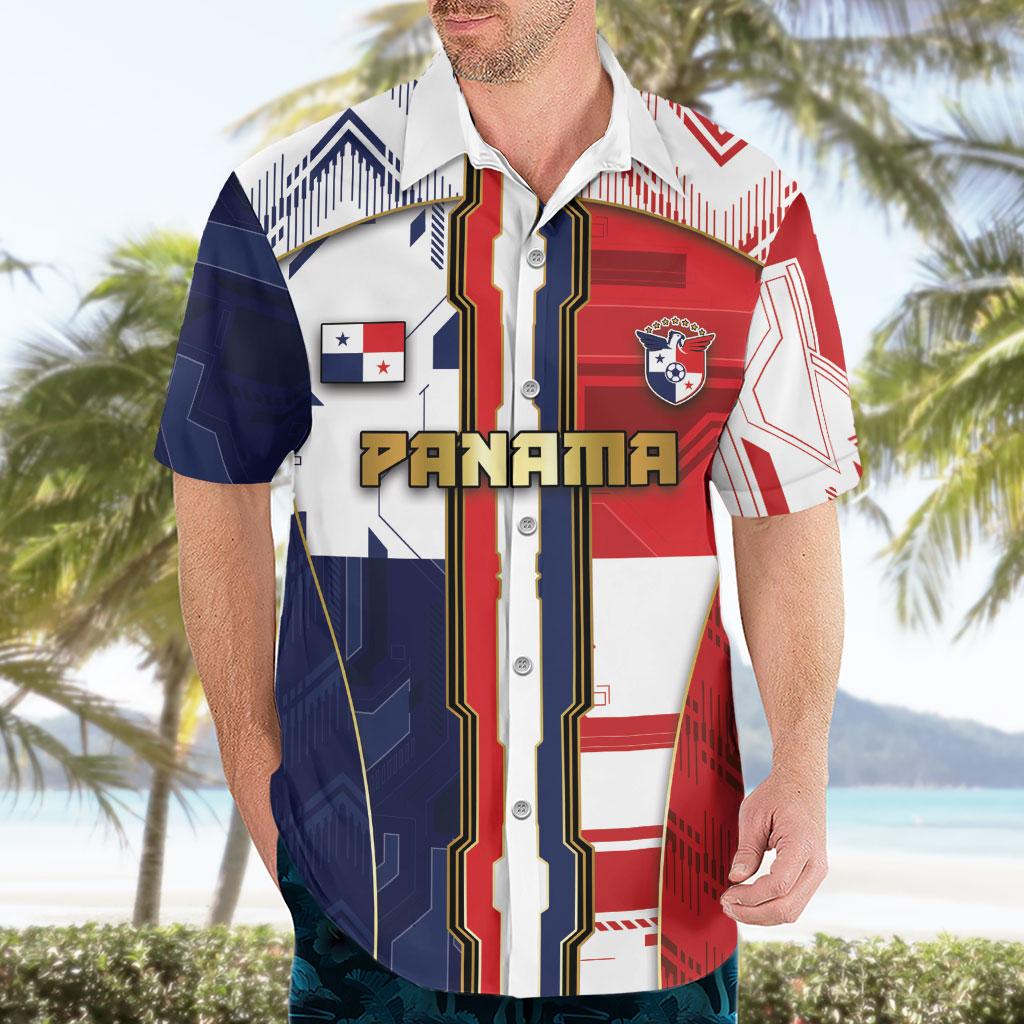 Custom Panama Football Hawaiian Shirt Cybernetic Mech Warrior Flag