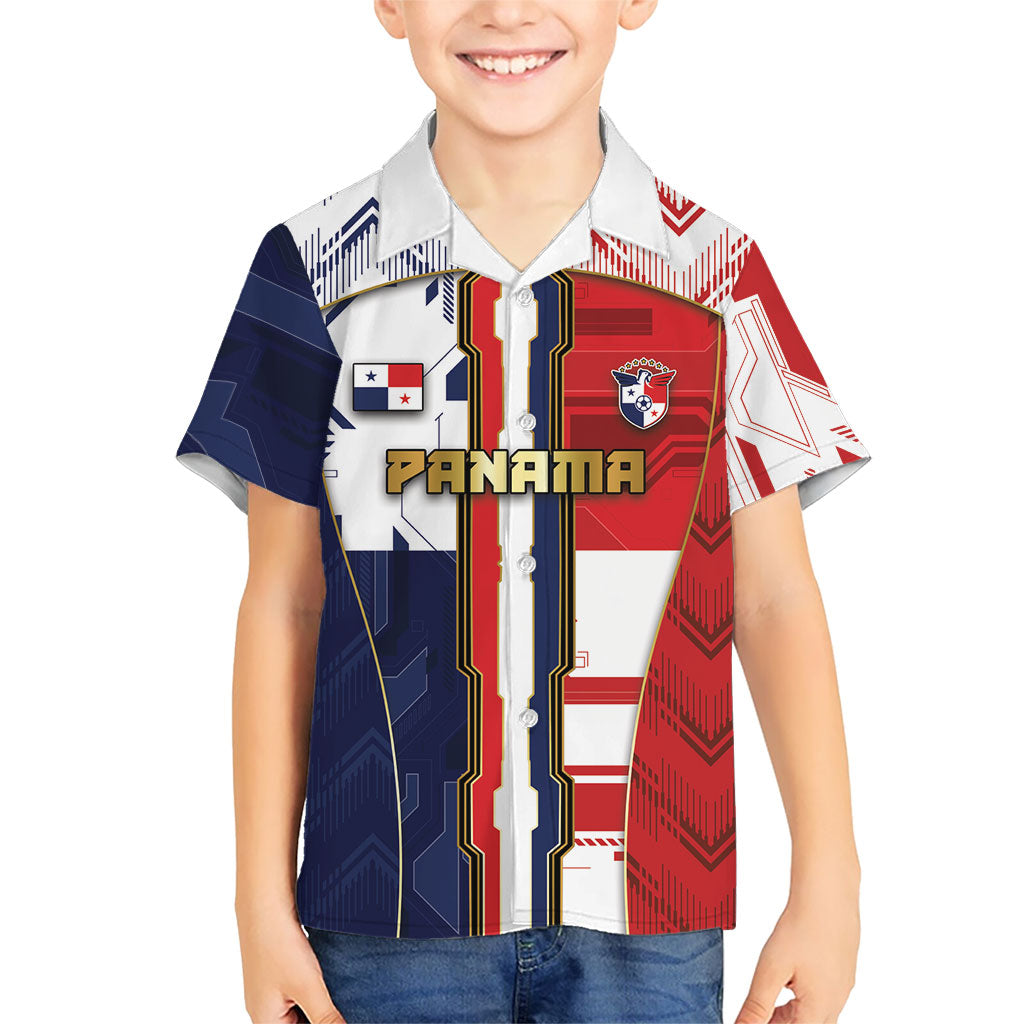 Custom Panama Football Kid Hawaiian Shirt Cybernetic Mech Warrior Flag