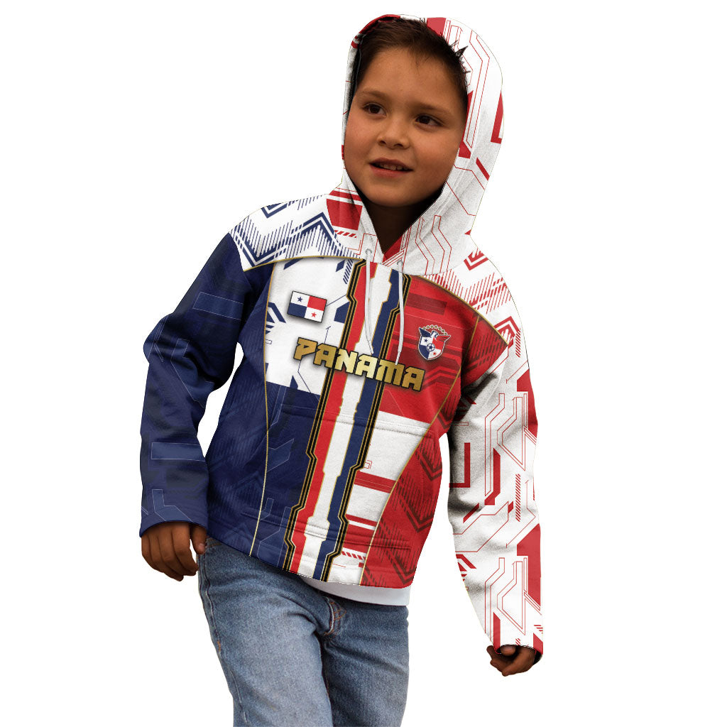 Custom Panama Football Kid Hoodie Cybernetic Mech Warrior Flag