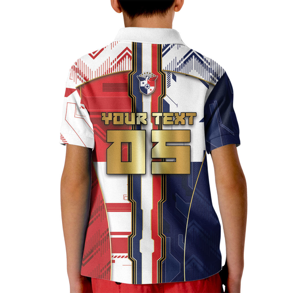 Custom Panama Football Kid Polo Shirt Cybernetic Mech Warrior Flag