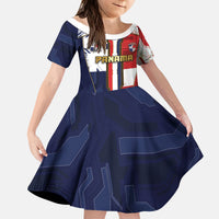 Custom Panama Football Kid Short Sleeve Dress Cybernetic Mech Warrior Flag