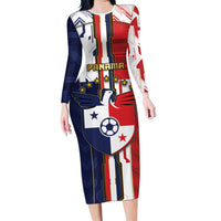 Custom Panama Football Long Sleeve Bodycon Dress Cybernetic Mech Warrior Flag