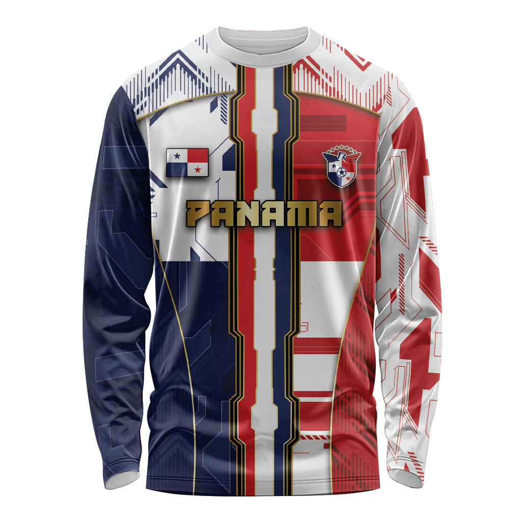 Custom Panama Football Long Sleeve Shirt Cybernetic Mech Warrior Flag