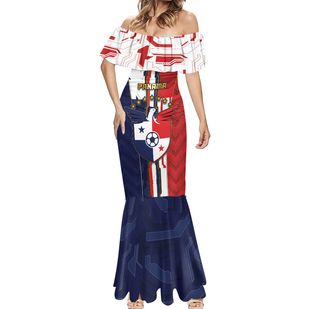 Custom Panama Football Mermaid Dress Cybernetic Mech Warrior Flag